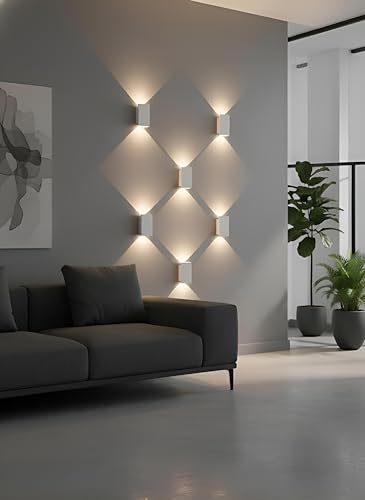 Image of FILLISKA LED Indoor UP Down Wall Light, Warm White Colour with Shockproof Alluminium White Body (Royal WhiteBody 1Up & 1Down)(2 Year Warranty)