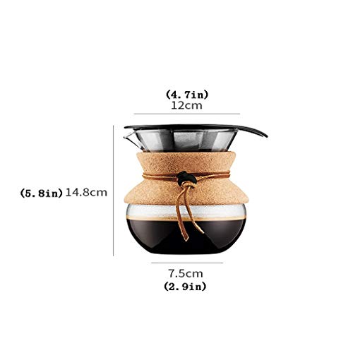 Jarras Cafetera Pote de café empujado a mano, con filtro de acero inoxidable, con carcasa de madera real, máquina manual… - Imagen 3