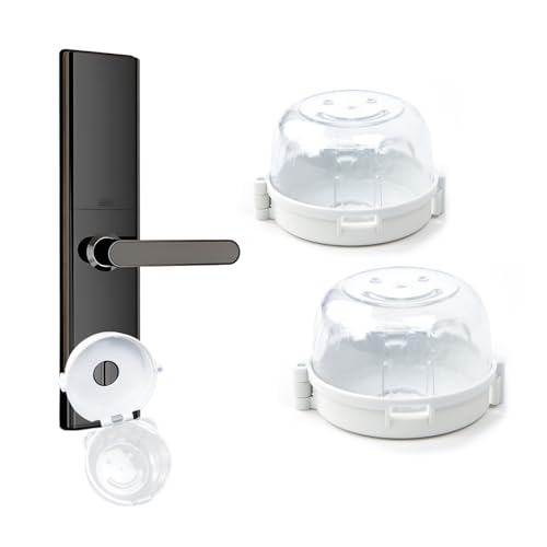 2 Pack Deadbolt Child Safety Lock Cover - Child Proof Deadbolt Cover & Door Knob Protector, Deadbolt Lock Cover for Kids, Prevents Accidental Locking (Fits Standard Locks) (White Big)