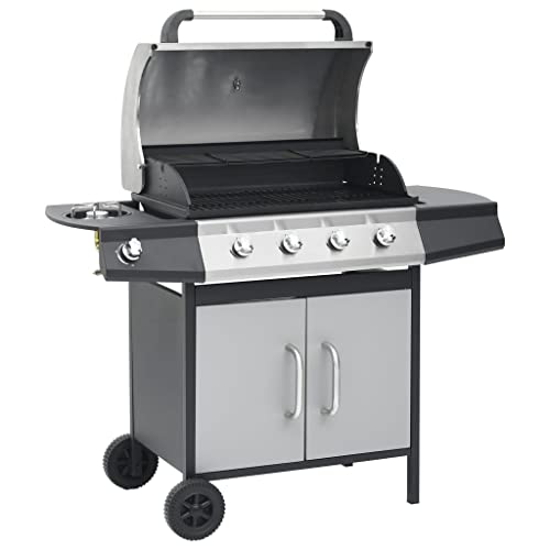 Barbacoa Grill De Gas 4+1 Quemadores Negra Y Plateada - Plateado - Vidaxl En Oferta Vidaxl Barbacoa Grill De Gas 4+1 Quemadores Lateral Parrilla Estufas Cocina Fiesta Jardín Patio Terraza Balcón Exterior Almacenaje Negra Y Plateada