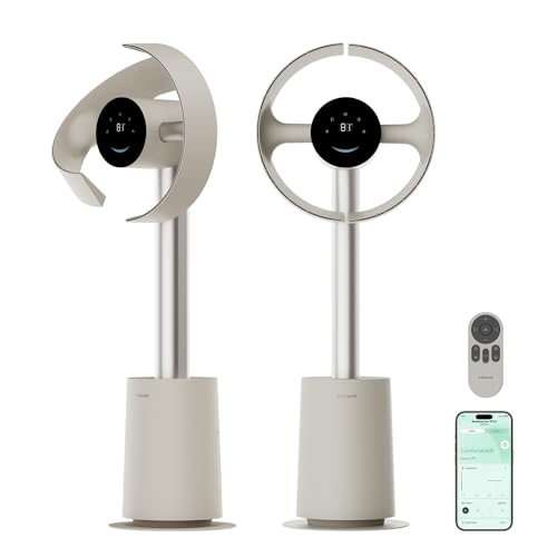 DREAME Bladeless Tower Fan for Bedroom, Smart Standing Fan with 270Β° Spatial Airflow for Whole-Room Circulation, 59ft/s High Velocity, 10 Speeds 3 Modes, Temperature-Adaptive Airflow, MF10-B