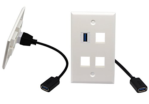 Zdycgtime Usb 3.0 Keystone Jack Inserts Cable, Usb 3.0 A To Usb A 3.0 Adapters Female To Female Connector Extension Cable For Wall Plate Outlet Panel White(22Cm/9Inch) (Usb 3.0 F/F) #TOP5