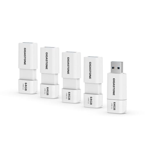 GIGASTONE Z60 64GB 5-Pack USB 3.2 Gen1 Flash Drive, R/W 100/60 MB/s Ultra High Speed Pen Drive, Capless Retractable Design Thumb Drive, USB 2.0 / USB 3.0 / USB 3.1 Interface Compatible