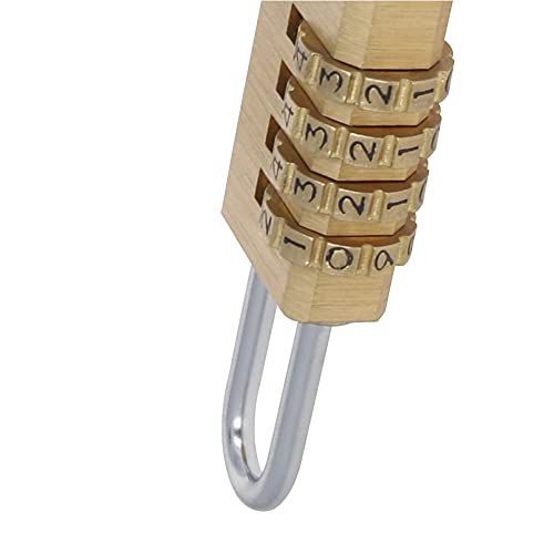 Image of 4 Digit Combination Padlock Solid Brass Padlock Heavy Duty Combination Lock Small 4 Rounds for Indoor and Outdoor Small Safety Luggage 4Pcs