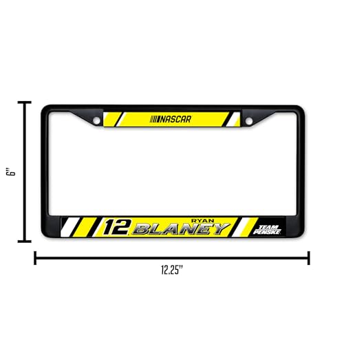Rico Industries NASCAR Racing Ryan Blaney Black Chrome Frame with Decal Inserts 12\" x 6\" Car/Truck Auto Accessory