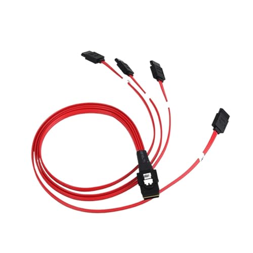 Cable S-AS SFF-8087 a 4 SATA 7P 1.0 m rojo miniatura 2