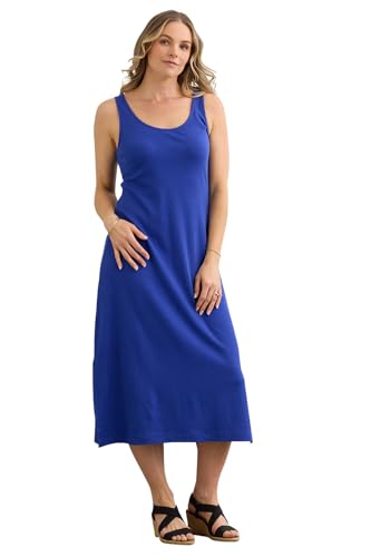 Image of Fair Indigo Women's 100% Organic Pima Cotton Midi Tank Dress