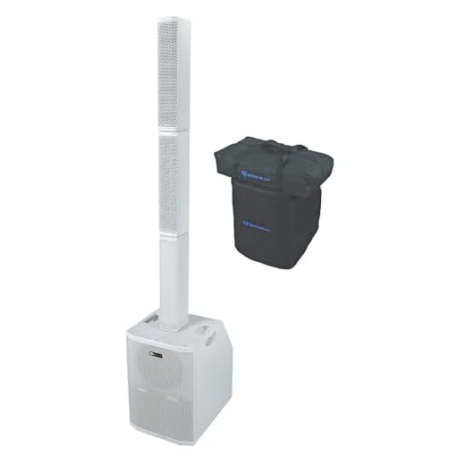 Rockville Titan Array Speaker System V2 Lightweight Column PA, Dual 10" Subwoofers, 3200W Peak, Bluetooth, White