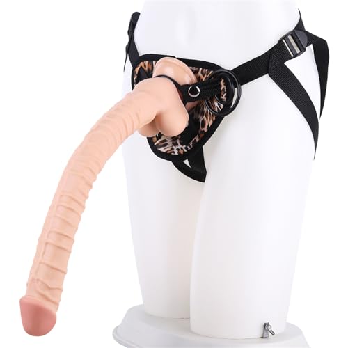 HGDTYRI Dildo con cinturino, 41 cm, extra lungo, in silicone, con cinturino, pene rimovibile, con ventosa potente, 3 anelli a O, giocattoli sessuali for donne e coppie.(C Flesh)
