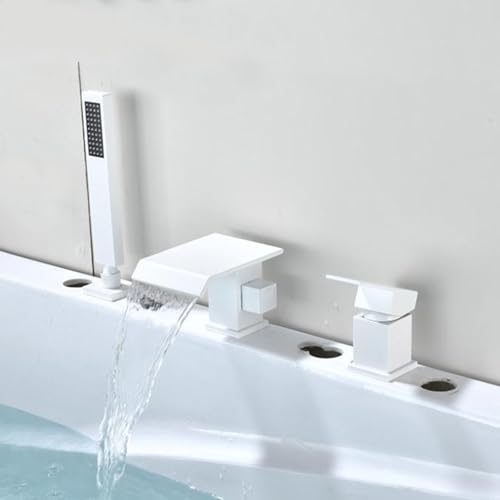 Robinet d'évier moderne cascade 3 trous blanc mat pour vasque