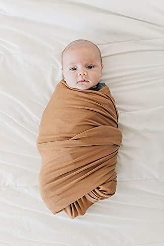 Image of Mebie Baby Mustard Stretch Swaddle, Modern and Neutral Swaddle Blanket for Baby Girl, Soft Baby Blankets, Newborn Swaddle Blanket, 0-3 Month, Comfy Wrap, Baby Essentials & Gifts (47 inch x 47 inch)