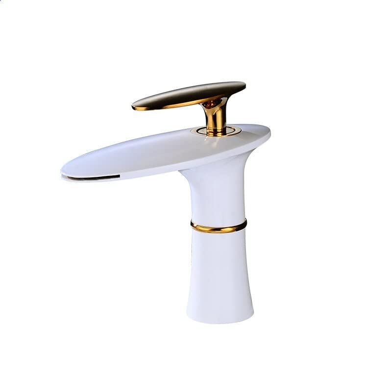 Robinet de salle de bain cascade mitigeur lavabo or blanc