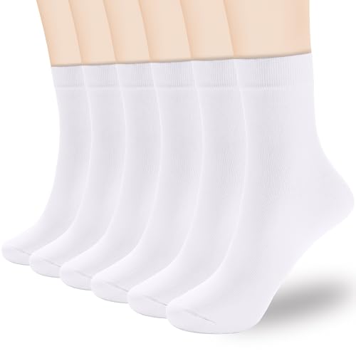 Image of Corlap Women's Thin Cotton Socks - 6Pairs Bootie Above Ankle Crew Socks-Gift Box