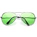 Colorful Premium Silver Metal Aviator Glasses with Color Lens Sunglasses (Green)