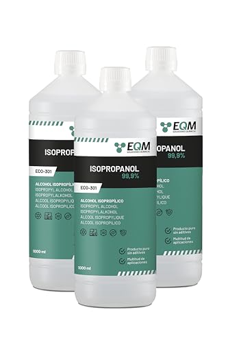 EQM - ECO-301 - Alcohol Isopropílico 99,9% - 3x1 L - Isopropanol - Limpieza componentes electrónicos, objetivos y pantallas - Limpieza de resinas en impresión 3D - Limpiacristales y desengrasante