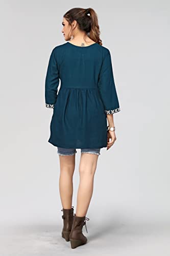 Bee M Pee Designer Short Kurti Tops for Jeans for Women I Chikankari Rayon Cotton Long Kurta Kurti for Women I Stylish wear Kurti top for Girls