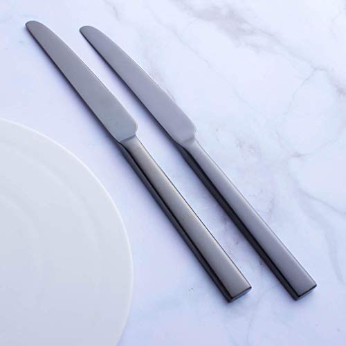 Dinner Knives Set of 6, Black Flatware Replacement High Carbon Stainless Steel Heavy Duty Silverware Knife Bulk, 9-Inch Eating Utensils Sets, 6-Piece Table Knives Mirror Finished, Dishwasher Safe - Thumbnail 5