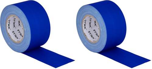 Image of STIKK Gaffer Tape - Blue Gaffers Tape - 3 inch x 60 Yards - Pro Gaff Tape for Staging Work - Grafting Tape for Filming, Photography, Radio - Effective Heavy-Duty Water Resistant Gaff Tape (Pack of 2)