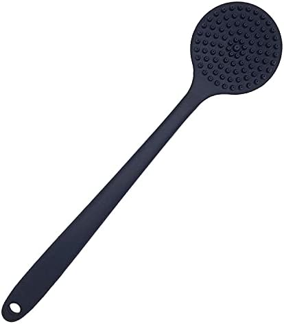 DNC Back Scrubber for Shower Soft Silicone Bath Body Brush with Long Handle, BPA-Free, Hypoallergenic (Black)