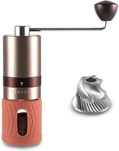 VEVOK CHEF Molinillo de café manual Orangene con mecanismo de cerámica ajustable de acero inoxidable para café expreso francés Aeropress plata regalo Cover