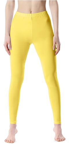 Bellivalini Damen Lange Leggings aus Baumwolle BLV50-155 (Gelb, L)