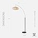 Adesso Arc Floor Lamp, 80” Tall Black Base, Oval Off-White Paper Shade – Convenient Overhead Lighting for Living Room, Nursery, Bedroom or Office