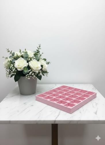 Image of Velvet Jewellery Drawer Organizer Stackable Tray (Pink, 24 Grid)