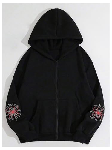 WDIRARA Boy's Spiderweb Graphic Zip Up Hoodie Long Sleeve Hooded Sweatshirt Top2