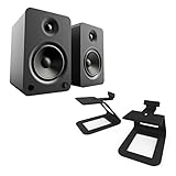Kanto YU6 Powered Bookshelf Speakers (Matte Black) with SE6 Elevated Desktop Speaker Stands (Black)
