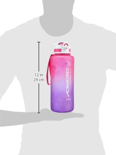 Image of Hundred Goa 1.5 Litre Water Bottle | 1500ml / 52oz | BPA Free | One Key Open Safety Lock | Spill and Leak Proof Sports, Travel, Gym Bottle (Pink /Purple)