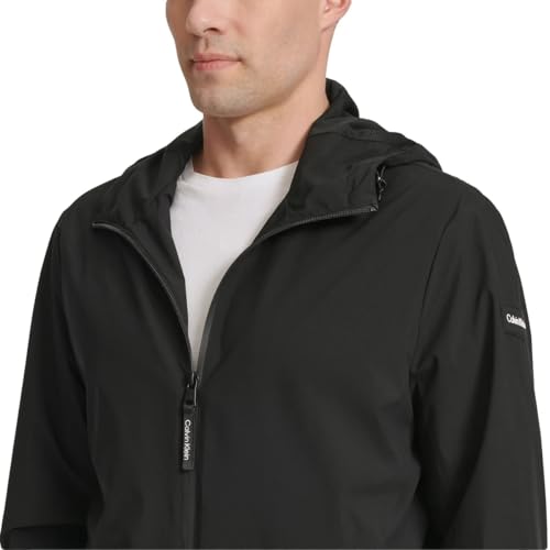 Calvin Klein Men’s Full Zip Hooded Windbreaker Jacket - Lightweight Two Front Zip Pockets3