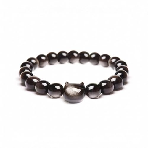 Money Attraction Cat Bracelet - Black Obsidian Women...