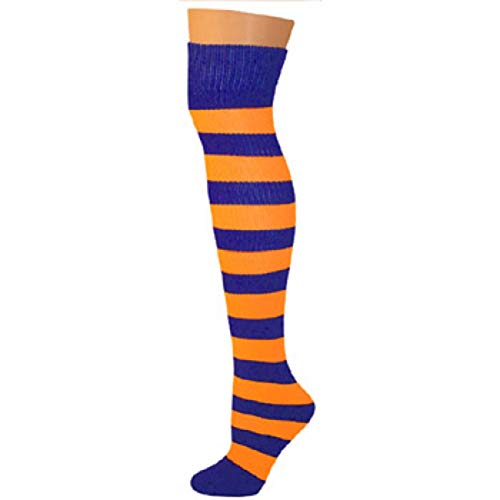 AJs Adult Long Knee High Striped Socks, Sock size 11-13, Shoe Size 5 and up, Made in USA