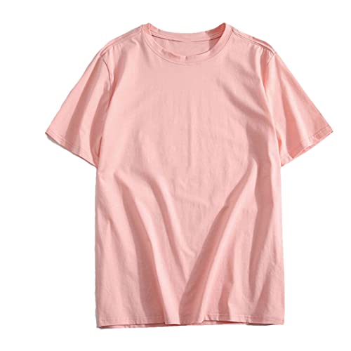 T-shirt en coton rose 4XL pour homme grand au style oversize décontracté