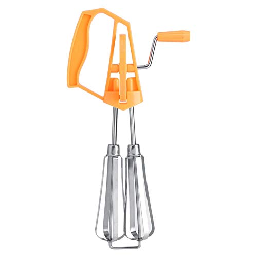 Stainless Steel Rotary Hand Whip Whisk, Egg Beater Mixer, Cooking Tool, Kitchen Gadget, Classic Hand Crank Style Egg Beater(Orange)