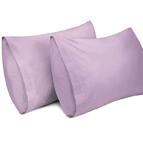 Lirex Lot de 2 Taie Oreiller 50 x 80 cm,100% Coton, Taie d'oreiller Respirantes, Certification Oeko-TEX, Violet Clair