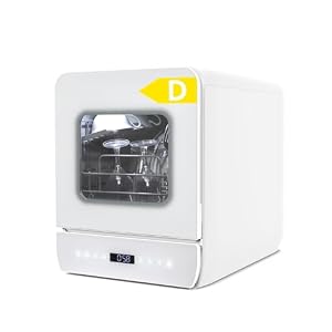 eklipt Mini Geschirrspüler für 3 Gedecke, Tischgeschirrspüler mit 7 Programme mit Trocknungsfunktion, mit/ohne Wasseranschluss Benutzbar, Spülmaschine 4.8L, Touch Control für Wohnmobile Wohnungen
