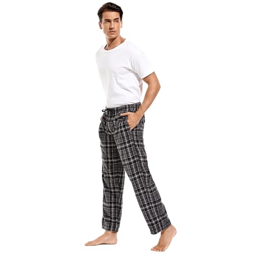 DG Hill 1Pack or 3Pack Mens PJ Pajama Pants Bottoms Fleece Lounge Pants Sleepwear Plaid PJs with Pockets Microfleece3