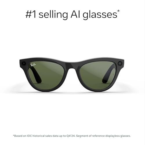 Image of Ray-Ban Meta 2 Wayfarer Large Matte Black, Graphite Pol | Smart AI Glasses for Men, Women. 12 MP Camera, Open-Ear Speakers for Audio, Video Recording and Bluetooth. Green Lenses. Wearable Tech.