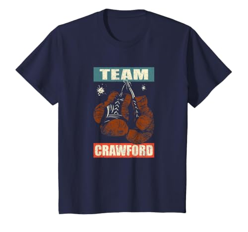 Crawford Last Name Retro Family Name Crawford Boxing T-Shirt, Youth, Navy Blue, Large