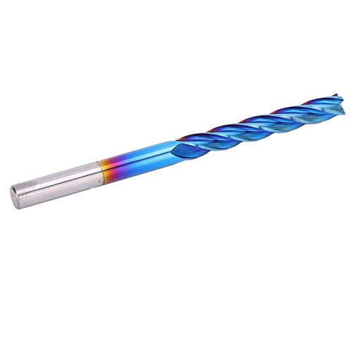 End Mill 4?Flute End Mill Milling Cutter, End Mill 4-Flute End Mill Milling Cutter Tungsten Steel NanoBlue Coating CNC Straight Handle Milling Cutter with High Hardness and Good