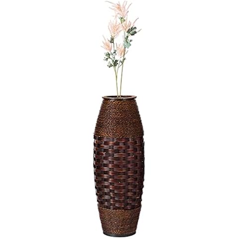Uniquewise Antique Cylinder Style Floor Vase for Entryway or Living Room, Bamboo Rope, Brown 26" Tall,Handmade for Dried Flowers Branches Fillers Elegant Look QI004083 Cover