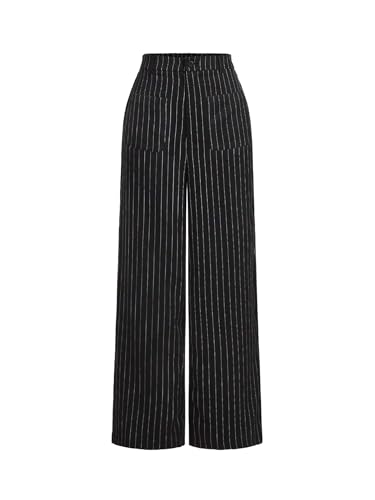 Image of MOD V-Neck Sleeveless Side Tie Waist Straight Pants Black Striped Suit Set,Back To School Preppy Tops 2pcs