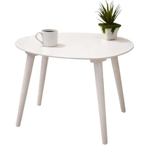 Image of Brown Art SHOPPEE Coffee Table-Oval Wood Coffee Table Storage and Display Sofa Table, Small Modern Table Furniture for Living Room&Home Office (White)