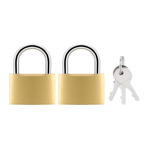 Image of BRAXE 2 Pcs Keyed Padlock with 3 Same Keys Waterproof Small Solid Brass Lock 1-9 /16 inch 40mm for Gym Locker Case Backpack Luggage Hasp Storage Sheds Fence Toolbox