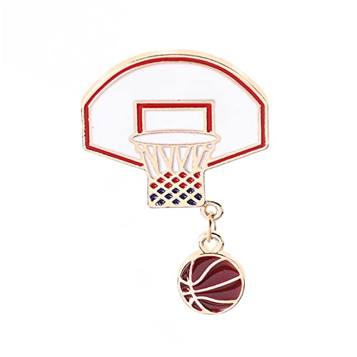 Image of MALOYANVE Basketball Stands Brooch Pin for Men Women Creative Fashion Enamel Sport Theme Pin Basketball Hoops Label Pin Badges Jacket Shirts Bag Decor