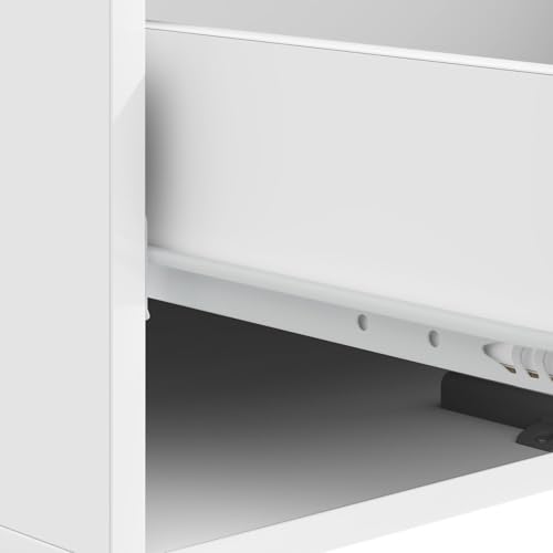 Table basse blanc brillant bois design moderne avec tiroir pour salon - 8