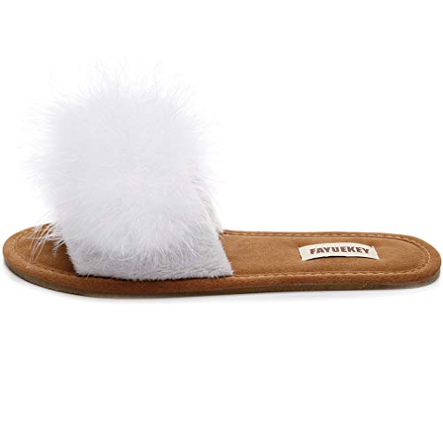 FAYUEKEY Comfy Slippers for Women Open Toe Sexy Fluffy Furry Soft Cute Slides Indoor Outdoor Flats Shoes2