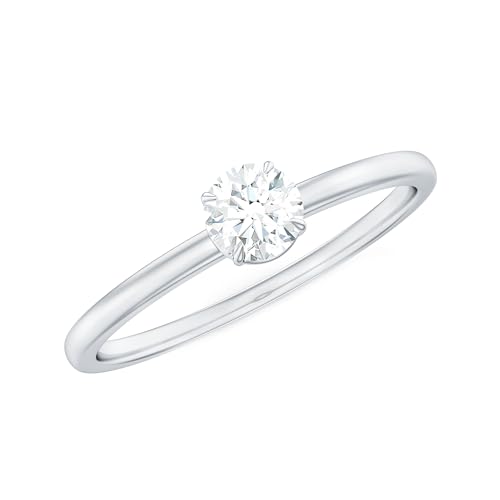 Certified Moissanite Promise Ring in Silver, D-Vs1 Quality, 5mm Moissanite Solitaire Ring - Ideal For Gift - Main Image