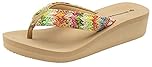 DUNLOP DLP537 Womens Low Wedge Heel Toe Post Flip Flops - Beige Multi - UK 3 - EU 36 - US 6